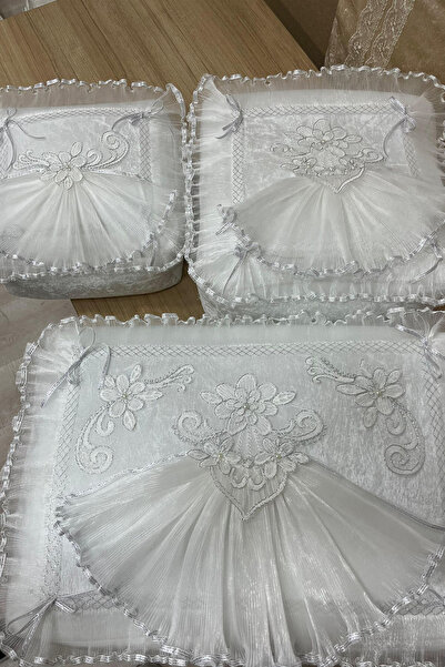 Çt Çeyizci Tekstil French Guipure Velvet Bundle, Velvet Promise Engagement Purse Dowry Set of 3 Dowry Purse Set Without Sponge