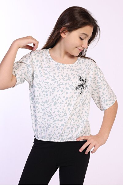 Toontoy تي شيرت بناتي مطبوع بياقة دائرية وأكمام قصيرة