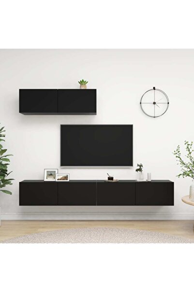 vidaxl TV Cabinets 3 pcs Black Engineered Wood