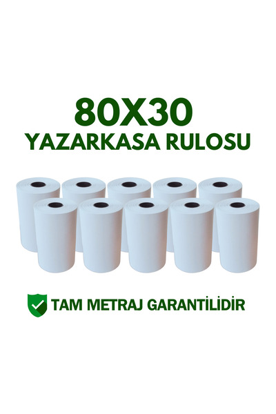 RETAPACK 80x30 Termal Yazıcı Kağıdı – Fiş Rulosu (Yüksek Kalite) 10 ADET - 1 ...