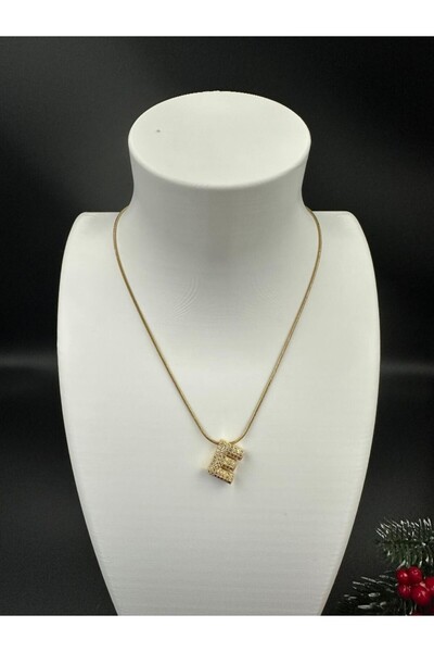 staınless steel Altın Rengi E Harfi Çelik Kolye