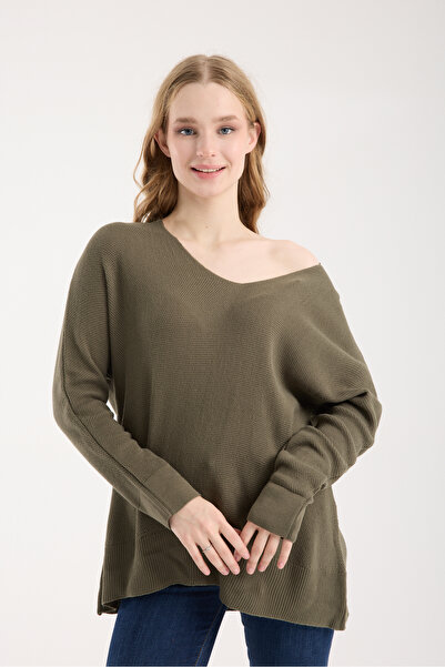 WOMENTİ Crew Neck Long Sleeve Rice Knit Sweater