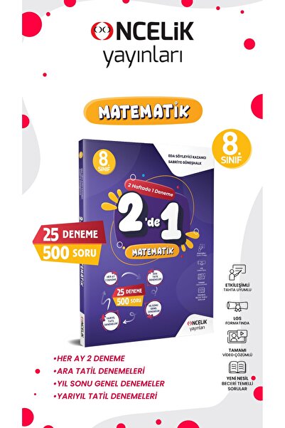 Öncelik Yayınları 2026 Lgs 8. Sınıf Matematik 2 de 1-Aylık 2 Deneme 18 Sarmal...