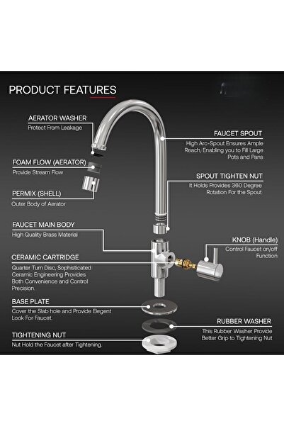 Alim Kitchen Faucet - Lead-Free 360° Swivel Polished Chrome Single-Lever Mixer