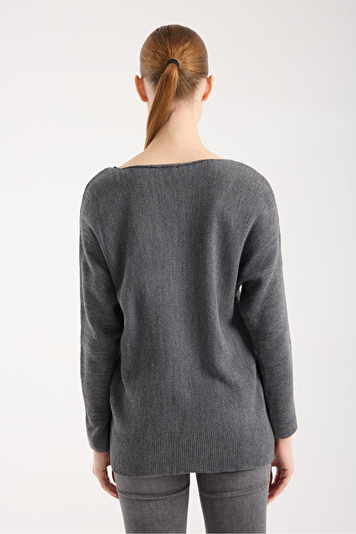WOMENTİ Crew Neck Long Sleeve Rice Knit Sweater