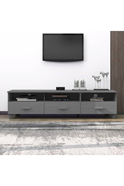 vidaxl TV Cabinet HAMAR Dark Grey 158x40x40 cm Solid Wood Pine