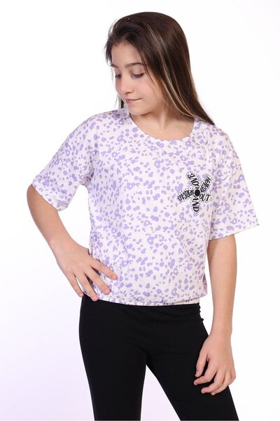 Toontoy Tricou cu mânecă scurtă pentru fete cu imprimeu guler rotund