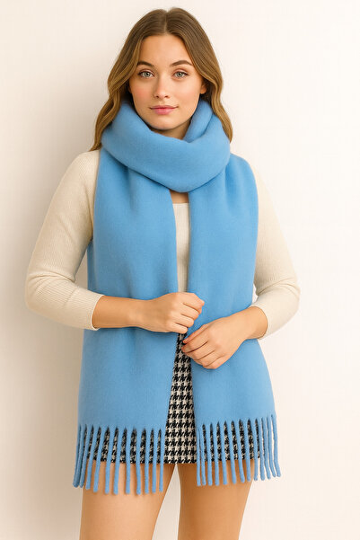 ZERAMİNE Women's Winter Tassel Scarf |   Soft Textured Thick Shawl - Soft Boucle Scarf 50X200