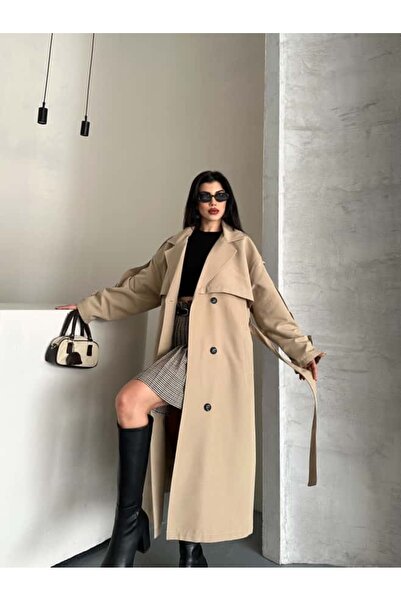 Moda İkra Trench Coat Belted Buttoned Stylish Comfortable Casual Combination Spring Autumn Trench Coat