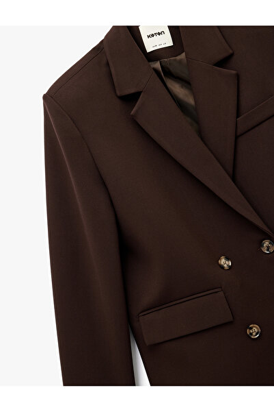 Koton Long Sleeve Buttoned Double-Breasted Oversized Blazer Jacket with Pockets