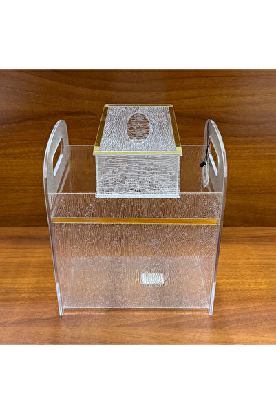 ALQANNAS Set of Acrylic Trash Bin & Tissue Holder