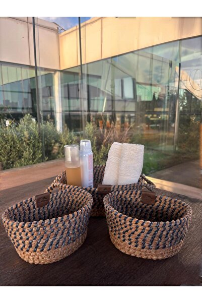 home inn Set de 3 coșuri organizatoare - decorative - rezistente la pete albastru/natural