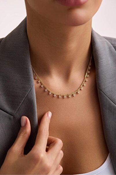 Tufanlar Kuyumculuk 14 Ayar Taşlı Yıldız Zincir Altın Set