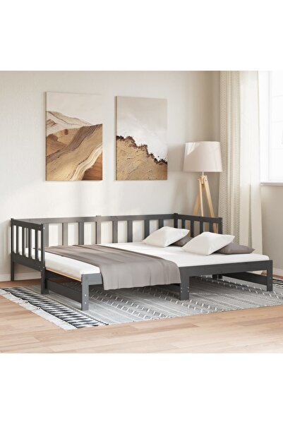 vidaxl Pull-out Day Bed without Mattress Grey 2x(90x200)cm