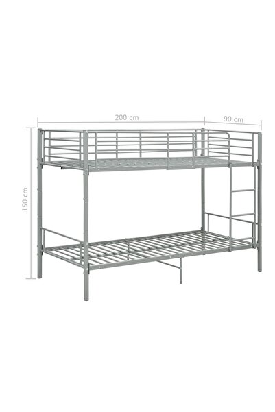 vidaxl Bunk Bed without Mattress Grey Metal 90x200 cm