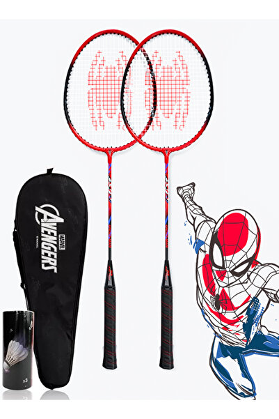 Avengers Marvel Badminton Rackets Set of 2 Pcs With 3 Shuttlecocks & Bag, Spiderman Design By Marvel Premium Quality