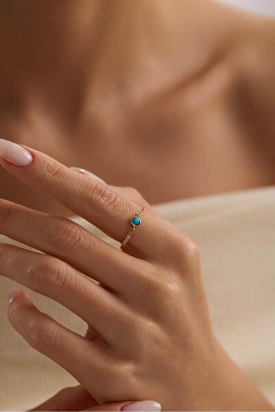 Tufanlar Kuyumculuk 14 Ayar Firuzeli Zincir Altın Yüzük