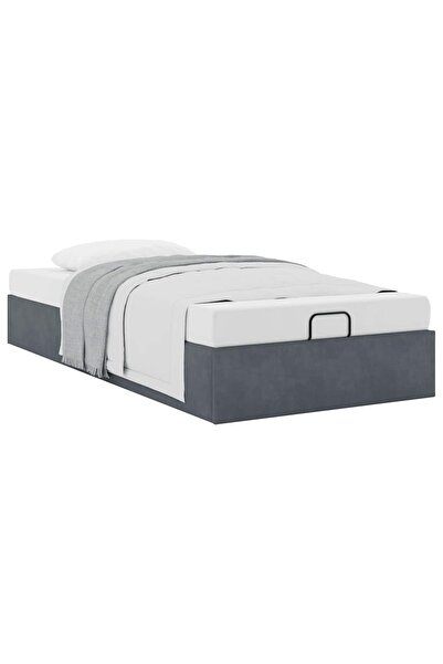 vidaxl Ottoman Bed Frame No Mattress Dark Grey 90x190 cm Velvet