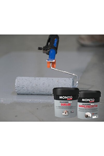 MONTO PINTURAS Acrylic Floor Paint + Protective Varnish, Concrete and Garage – Complete Kit 4L MONTO
