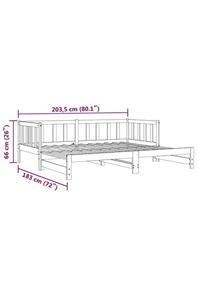 vidaxl Pull-out Day Bed without Mattress Grey 2x(90x200)cm