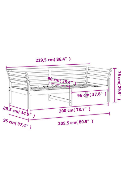 vidaxl Day Bed without Mattress White 90x200 cm Solid Wood Pine