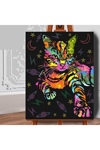 Royal Paint by numbers set (canvas) Neon Cat 50x40 cm