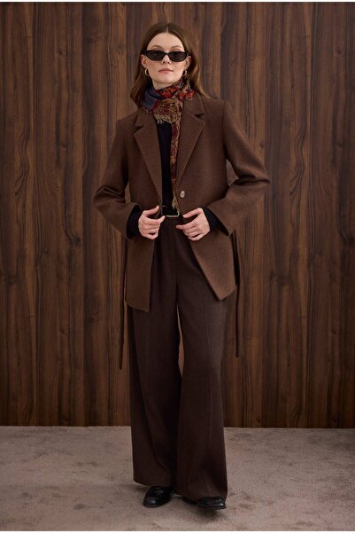 HEQA Blazer Cashmere Coat Brown