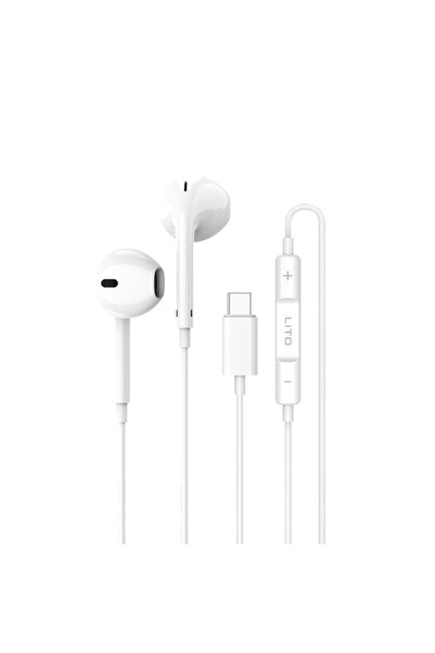 Lito Stereo Type-C Earphones with Microphone LF01T, 1.2 m, white