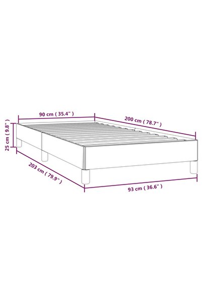 vidaxl Bed Frame without Mattress Dark Grey 90x200 cm Fabric