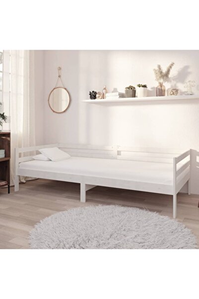 vidaxl Day Bed without Mattress White Solid Wood Pine 90x200cm