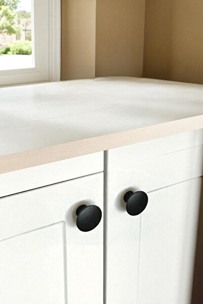MH MiniHediye Big Button Handle Furniture Kitchen Drawer Cupboard Cabinet Door Handle Knobs Handle Metal Matte Black