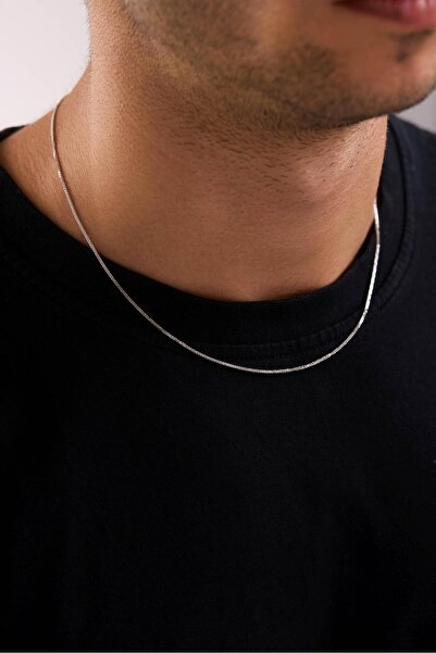 Tufanlar Kuyumculuk 14 Ayar İnce Tilki Kuyruğu Beyaz Zincir Erkek Altın Kolye