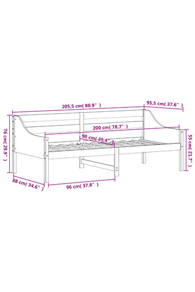 vidaxl Day Bed without Mattress White 90x200 cm Solid Wood Pine