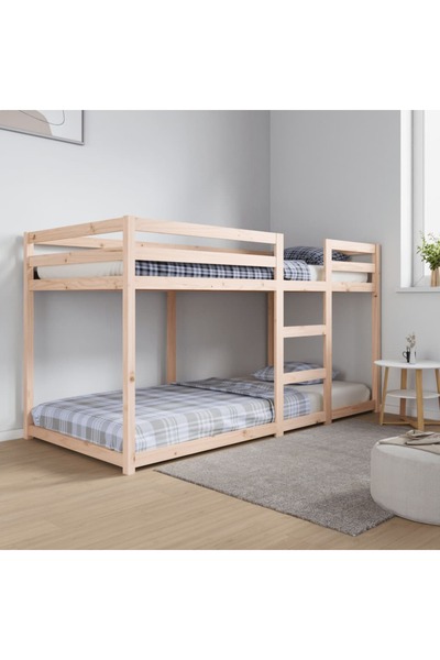 vidaxl سرير بطابقين بدون مرتبة 90×200 سم من خشب الصنوبر الصلب