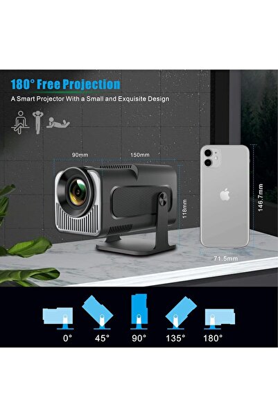 Alim HY320 Portable Smart Projector - Android 11, WiFi6, Bluetooth 5.0, 1080P Support