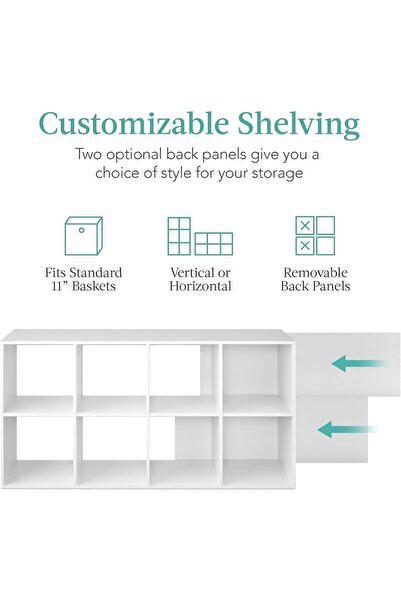 Gogoya 8-Cube Storage Organizer - 28.5 cm Shelves, Customizable Bookcase & Display Shelf (White)