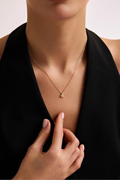 Tufanlar Kuyumculuk 14 Ayar Kalp Taşlı Altın Kolye