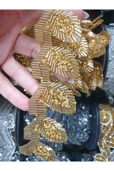 ESRA ŞELEM Iron-On Gold Yellow Color Leaf Model Decorative Strip Accessory