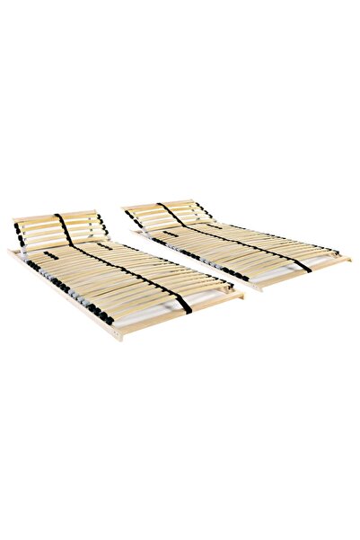 vidaxl Slatted Bed Bases without Mattress 2 pcs with 28 Slats 90x200 cm