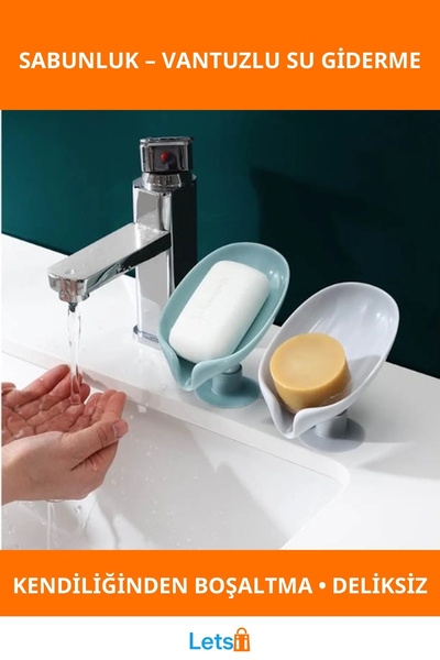 Letsii Anti-Mold Soap Dish with Suction Cup and Water Drain 13X9.9X8.6 cm