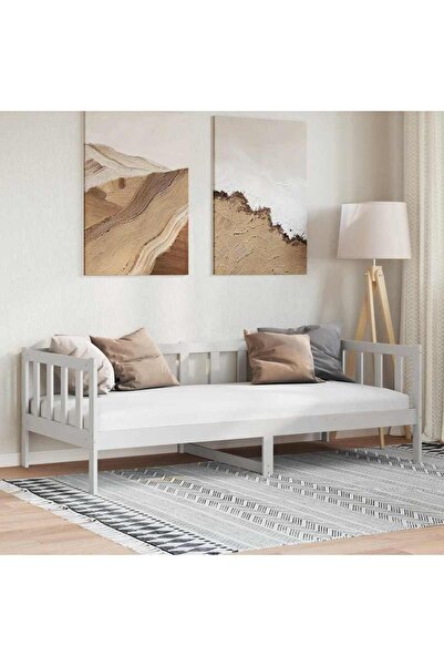 vidaxl Day Bed without Mattress White Solid Wood Pine 90x200cm