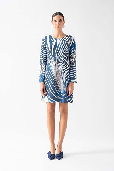 Spazio Porsenna Yuvarlak Yaka İspanyol Kol Elbise LACİVERT