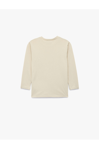 Koton Cotton Long Sleeve Crew Neck Printed T-Shirt