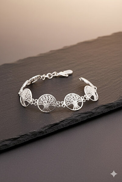 neşe silver Midyat Telkari İşlemeli Elişi Yaşam Çiçeği Gümüş Bileklik 4683