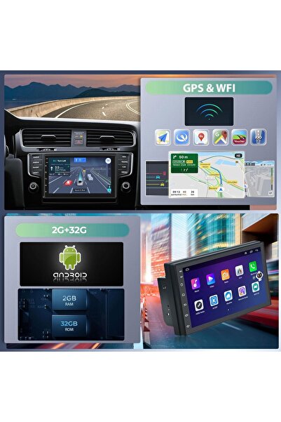Timebox Car Navigation, CarPlay/Android Auto, 7" HD, wireless, USB, AUX, reverse cam support