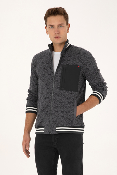 U.S. Polo Assn. Men's Gray Knitted Cardigan 50309985-Vr024