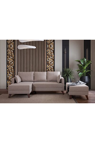 Vivense GLORİA MİNİ KÖŞE KOLTUK, PUFLU, KREM, SOL KÖŞE