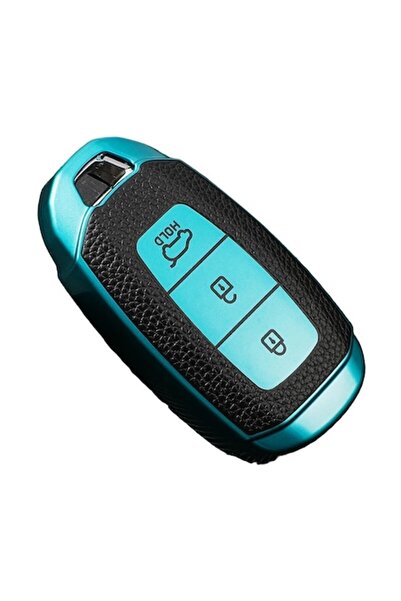 OEM Green leather-insert key cover for Hyundai i30/ix35/ix25/Elantra/KONA/Solaris/Accent/Santa Fe