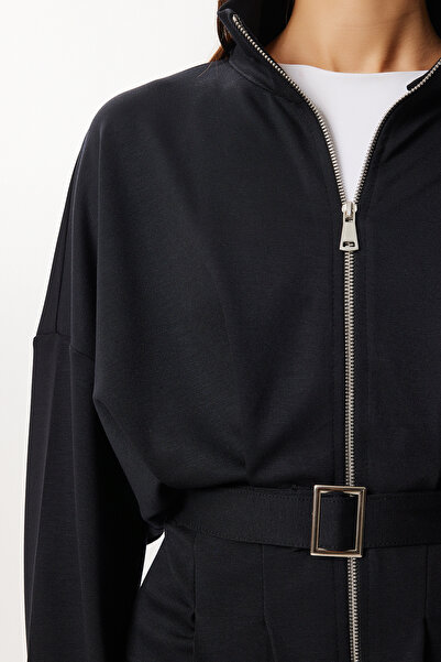 Lovelyİstanbul Belted Top and Bottom Modal Set Lby0024 Black