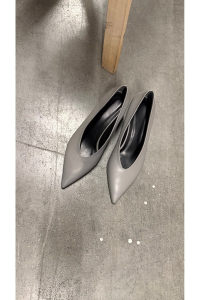 Eataly Shoes Alba Gray Leather Wedge Heeled Women's Shoes